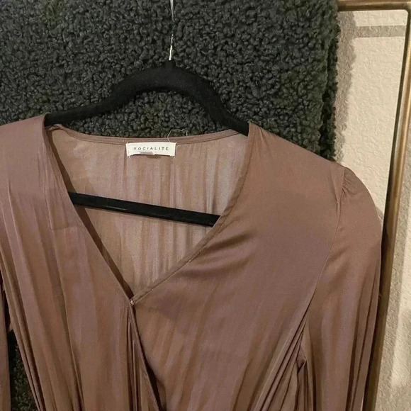 Socialite Tan Satin Dress - Picture 3 of 5